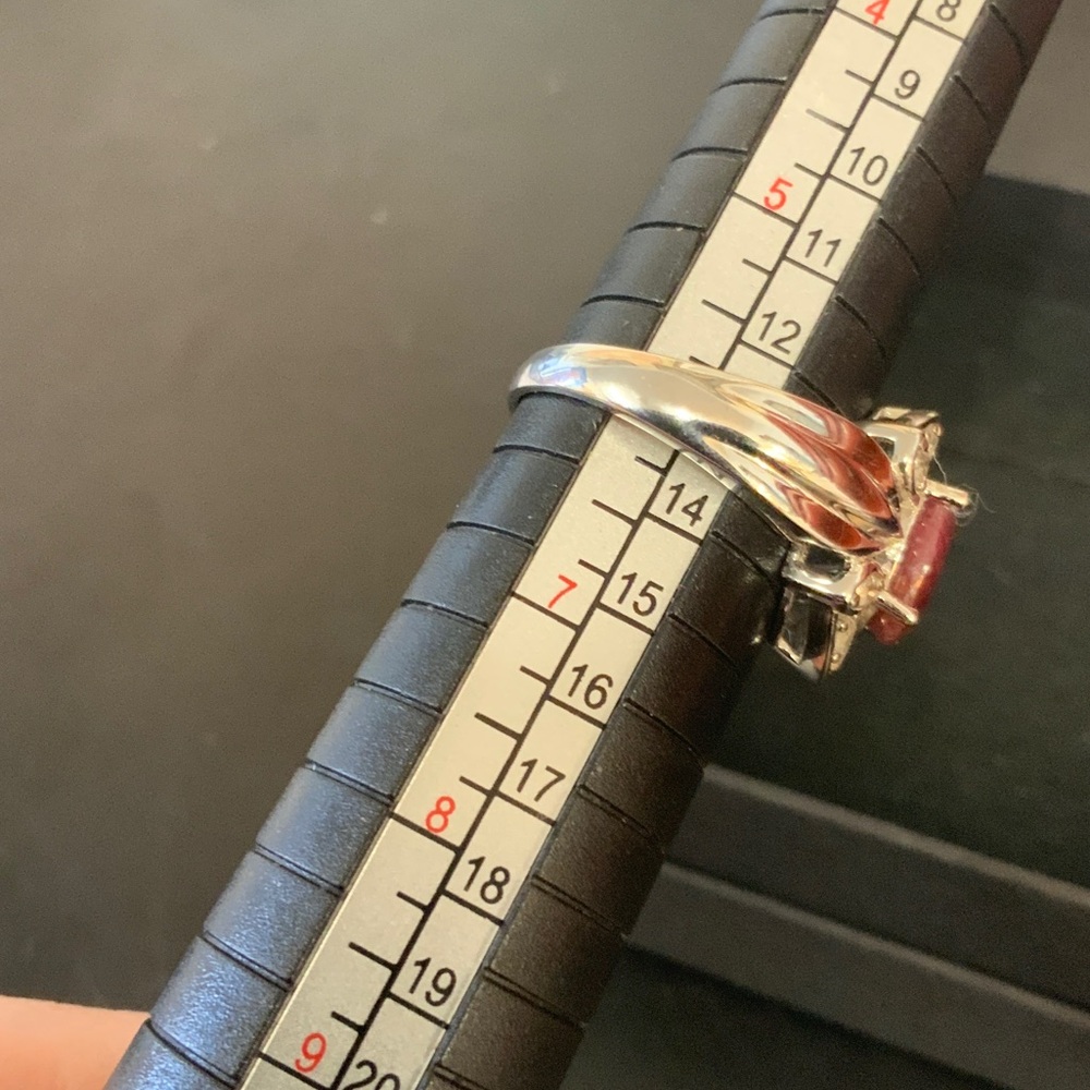 Marbled Ruby Ring On Sterling Silver Cubic Zircon… - image 5